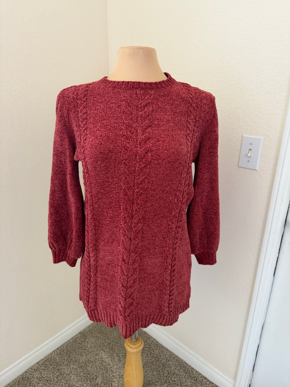 Jessica Simpson Chenille Cable Knit L Sweater Tunic Rust Cozy Soft Fall